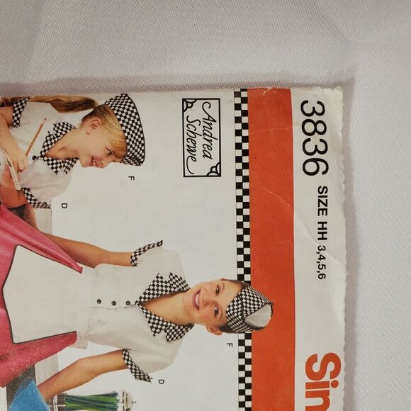 Simplicity Pattern 3836 UNCUT Girls Waitress Poodle Skirt Costume W Hat Size HH - Picture 5 of 6